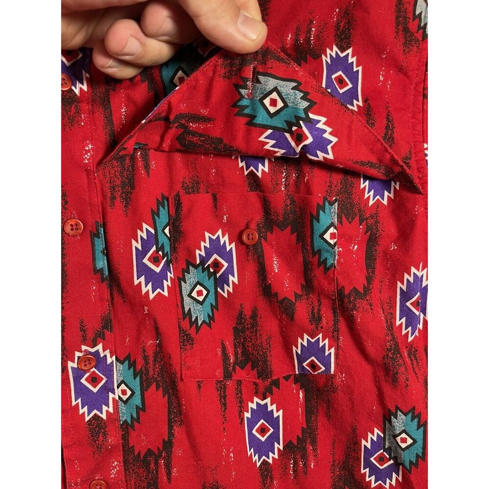 Vintage Wrangler Button Up Extra Long Tail Shirt Men's 17.5-36 Red Cowboy - Picture 3 of 14